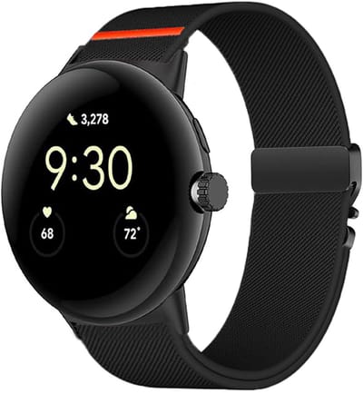 Stravo Elastisch Nylon Horlogebandje – Ademend & Comfortabel – Bandje met Dubbele Knoopsluiting – Geschikt voor Google Pixel Watch 4 / Pixel Watch 3 / Pixel Watch 2 / Pixel Watch 1 – 41mm – Zwart
