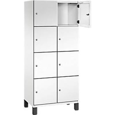 C+P Cambio lockerkast, 2 vakken, 8 vakken, op poten, B 800 x D 525 x H 1980 mm, verkeerswit