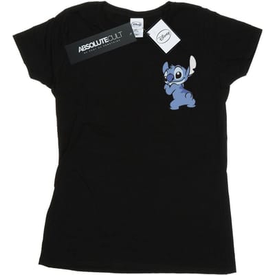 Disney Dames/Dames Lilo And Stitch Rugzijde Borstprint Katoenen T-Shirt (Zwart)