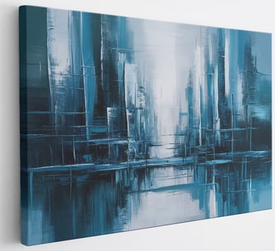 Saammp Canvas Schilderij - blauw - Abstract - 30x20 - Foto op canvas - Wanddecoratie - Muurdecoratie Woonkamer - Slaapkamer decoratie - Canvas Print