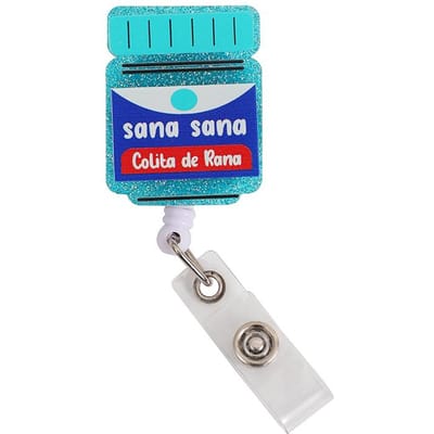 Nouveau Pailleté Acrylique Flacon de Médicament Infirmière Badge Rétractable Porte-Badge ID Avec Pince Crocodile Rotative à 360° Porte-Nom E