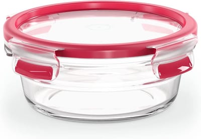 Famanu - Clip & Close glazen vershouddoos, rond, 0,6 l, oven- en magnetronbestendig, 100% dicht, vaatwasmachinebestendig