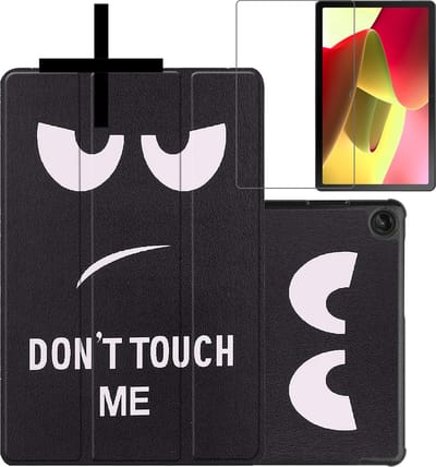 Hoes - Geschikt voor Lenovo Tab M10 (3e / 3rd generatie) - Met Screenprotector - Trifold Bookcase - Hard Cover - Hardcover Book Case - Tablet Hoesje - Don't Touch Me