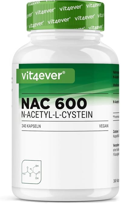 NAC - N-Acetyl L-Cysteïne 240 capsules met elk 600 mg - 8 maanden voorraad - Zonder toevoegingen - Veganistisch - Hoog gedoseerd