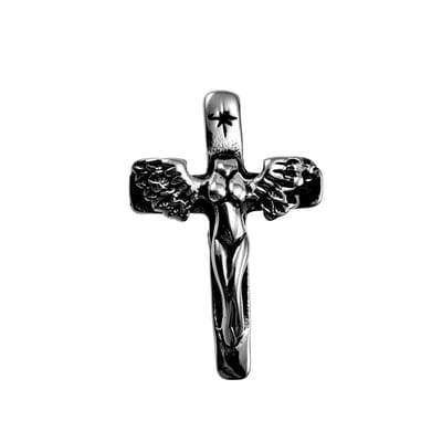 45mm x 30mm Kruishanger Unisex - Gepolijst RVS - Vrouw-Engel Kruis Hanger - Symbolische Hange