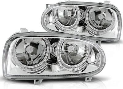 Koplampen dual halo rims VW GOLF 3 09 91-08 97 ANGEL EYES CHROOM