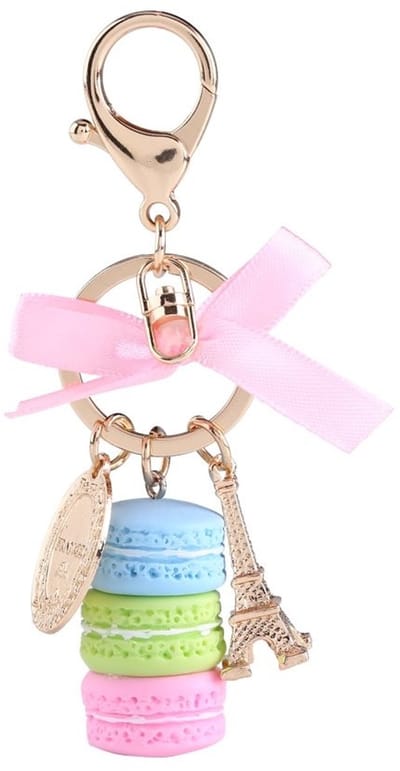 Dailygoods- Sleutelhanger Schattig - Macaron/Eiffeltoren - Duurzaam - Decoratie voor Auto/Huis - 12 cm - Perfect voor Feest/Kerst - Hanger