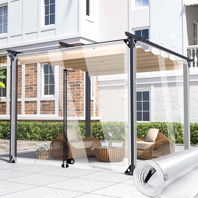 Transparant Dekzeil met Rits - Zeildoek Gordijn - Buitenruimte Afschermen - 03mm Weerbestendig PVC - 3.3 x 3m - Transparant