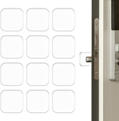 Deurstopper, muurbeschermers, 12 stuks, deurklinkbeschermers, vierkante rubberen deurklinkbumper, doorzichtige muurbeschermer, zelfklevende knoppen, stoppers voor meubelmuren