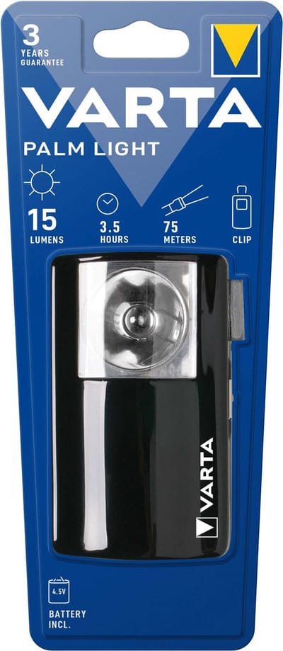 VARTA Palm Light Zaklamp Inclusief 3R12 Batterij – Metalen Behuizing – 75 Meter Lichtbereik