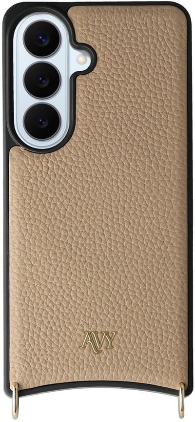 AVY Leren Hoesje geschikt voor Samsung Galaxy S26 Plus | Compatibel met MagSafe | Leather Case | Back Cover | Haakjes voor koord | Beige