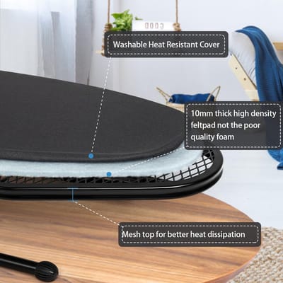 Solidchoice- Strijkplank Compact - Hittebestendige Hoes - Strijkijzersteun met Antislip - 81 x 31 cm - 10 mm Dikke Viltpad - Ruimtebesparend Ophangsysteem - Strijktafel