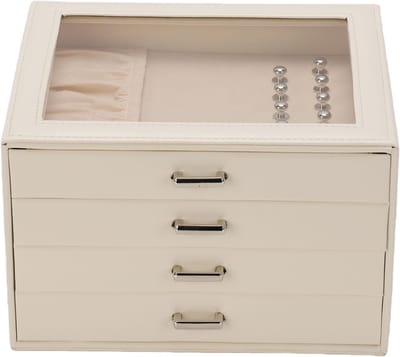 Sieradenopbergdoos - Juwelendoos - Sieraden Organiseren - Verstelbare Lagen - 23x20x16 cm - Beige