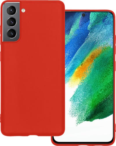 Hoesje Geschikt voor Samsung Galaxy S21 FE - Sterk & Shockproof - Hoes Cover - Siliconen Case - Rood