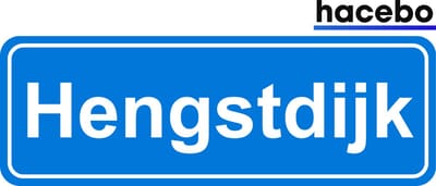 Hacebo - Plaatsnaam Sticker - 29x10 CM - Hengstdijk sticker - Verkeersborden sticker - grappige cadeaus - Hengstdijk