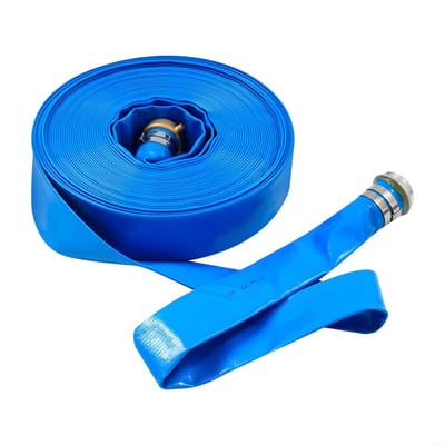 2 Inch x 30,5 m Lay Flat Waterslang – PVC Afvoerslang 90 PSI met Polyester Versterking – Industriële en Agrarische Pomp Slang (-5°C tot 65°C) – Blauw