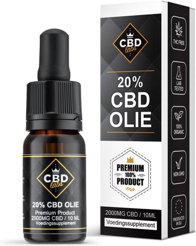 CBD Olie 20% CBDLabs - 2000MG CBD - 10 ml - Vegan - Op Basis van Biologische Hennepzaad Olie - 100% Natuurlijk - Circa 200 Druppels - Premium Product