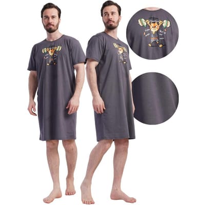 Chemise Homme Pour Dormir Coton Pour l'Été Ample Confortable Vienetta XL Agréable black