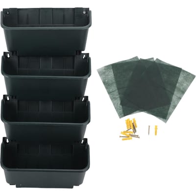 Verticale Wandplantenbak Set Plastic Ademend Ruimtebesparend 4 Potten Hangende Verticale Wand Bloempot black