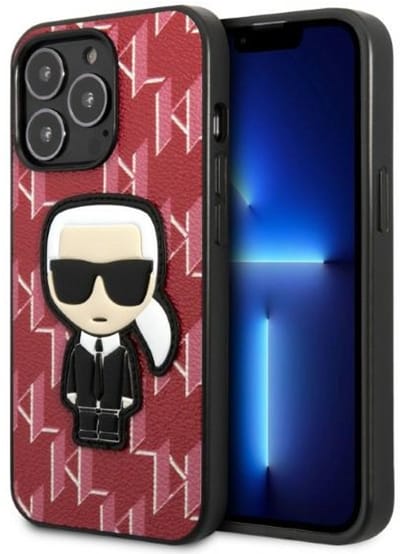 Karl Lagerfeld Monogram Ikonik Patch - Hoesje voor iPhone 13 Pro - Rood - Polycarbonaat - Ontwerperstijl