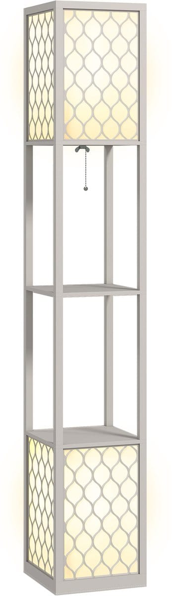 HOMCOM Vloerlamp MDF, Kunststof 26L x 26B x 156H cm Lichtgrijs