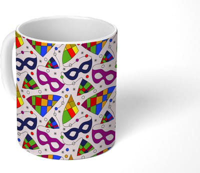 Mok - Koffiemok - Carnaval - Patronen - Maskers - Mokken - 350 ML - Beker - Koffiemokken - Theemok