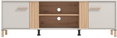 Vente-unique Tv-meubel met 2 deuren en 2 nissen - Beige en naturel - LYSANO
