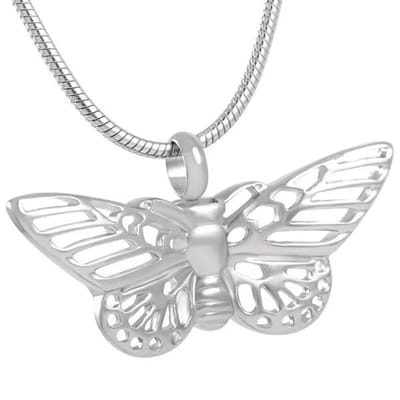 Aramat Jewels | Gedenkhangers | RVS Vlinder Ashanger Diverse Kleuren - Crematie Hanger Gedenksieraad | Vlinder opengewerkt-2x4cm | |20mm | Staal | Volwassenen | Verkleurd niet