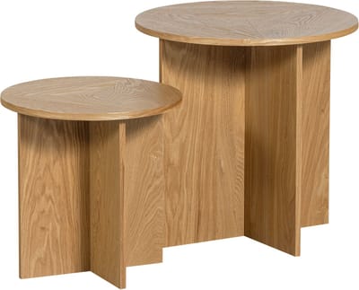 WOOOD Lina Bijzettafels - Hout - Naturel - 45x45x45/35x35x35