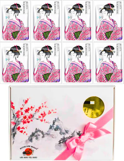 Mitomo Collageen Gezichtmasker - Giftset Vrouw - 8 x 25g - Verjaardag Cadeau Vrouw - Geschenkset Vrouwen
