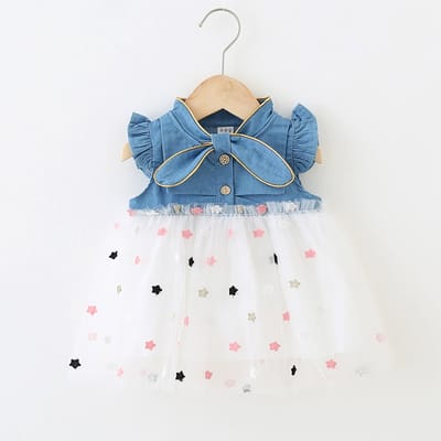 Baby Garden baby zomerjurk denim look wit maat 74
