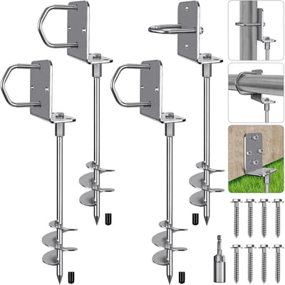 Zware Trampoline Haringen van 18 Inch, 3 Inch Brede Spiraalgrondankers, Volledig Gelaste Aardankers, Set van 4 voor Stabiliteit en Veiligheid
