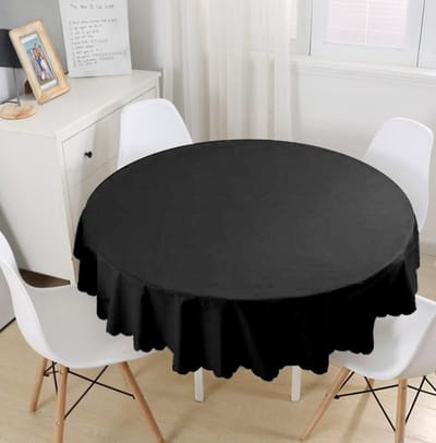 Rond Tafelkleed Ø140cm - Velvet Textiel - Effen Zwart - Tafelkleden - Tafellaken