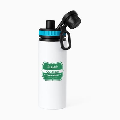 Hacebo® - De leukste collega van de wereld waterfles met draaidop blauw - iemand die een collega is - leukste ooit - werk - collega - verjaardagscadeau - kado - gift - geschenk - afscheidscadeau - welkomscadeau - water fles - 850ML