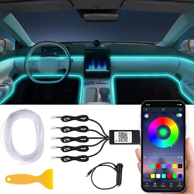 Thijox - LED Binnenverlichting Auto Neon 6M Sfeerverlichting met App-Bediening, 29 Modi, LED-Strips voor Autodecoratie, Stemmingslicht voor Feest en C