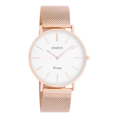 OOZOO Vintage series - rosé goudkleurige horloge met rosé goudkleurige metalen mesh armband - C9917 - Ø40