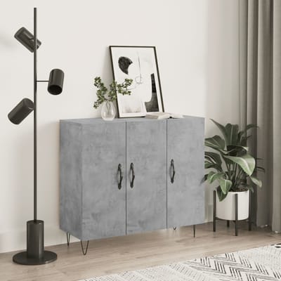 vidaXL - Dressoir - 90x34x80 - cm - bewerkt - hout - betongrijs