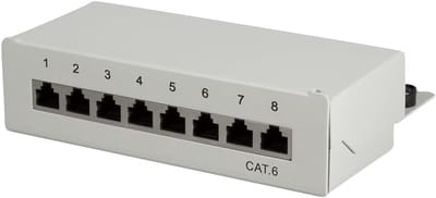 Afgeschermd Cat6 Patchpaneel 8 Poort RJ45 - Wand- of Tafelmontage