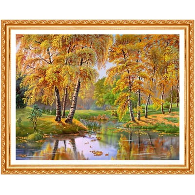 Diamant borduurwerk diy diamant schilderij volledige ronde Rusland landschap kraal werk decor moderne ambachten 20X30CM beige