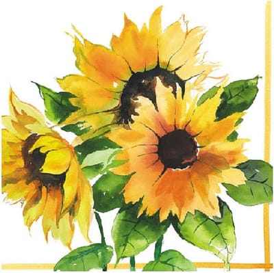Servetten zonnebloemen thema - 80x - 33 x 33 cm - 3-laags papier - feestservetten bloemen - wegwerp servetjes - versieringen/decoraties