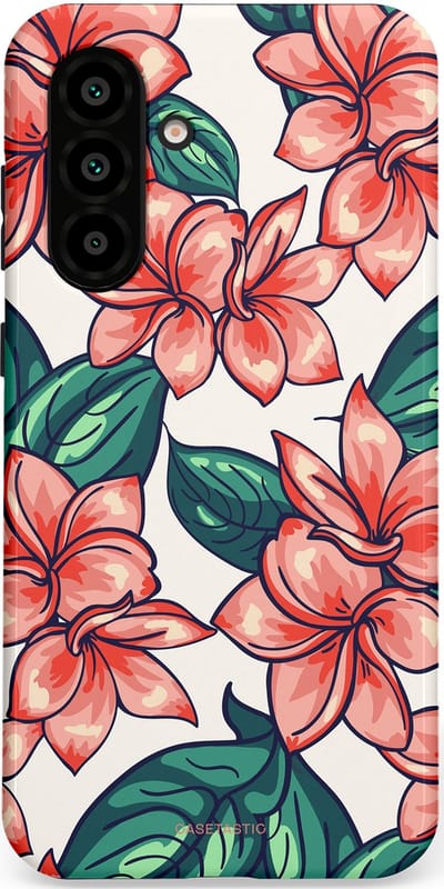 Casetastic hoesje geschikt voor Samsung Galaxy A36 / Samsung Galaxy A56 - Dubbellaagse bescherming - Bloemenparadijs - Fashion Case - Petrol Koraal Perzik Wit