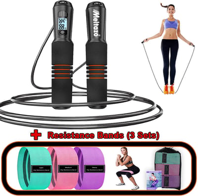 MELTAZO Springtouw met Teller, Weerstandsbanden Set, Fitness Springtouw, Smart Skipping Rope Fitness, Springtouw Teller, Springtouw Sport, Weerstandbanden, Resistance Band Set, Weerstand banden, Antislip Weerstandsbanden Fitness voor Crossfit
