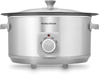 6,5 liter aluminium slowcooker met 3 gaarinstellingen en glazen deksel