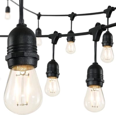 Lichtsnoer Buiten voor HORECA - Prikkabel Lichtslinger 15 Lampen 10M - Tuinverlichting LED - Extra dik - Warme sfeerverlichting 2700K 1W LED - Weersbestendig IP 65 - Koppelbaar - Rubber Kabel Professioneel Horeca Gebruik - Lichtsnoer met 15 Fittingen