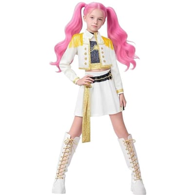 Rumi Cosplay Jas Gilet Korte Broek Kostuum Set Zoey Mira Verkleed Kind verjaardag Carnavalspak 130 white