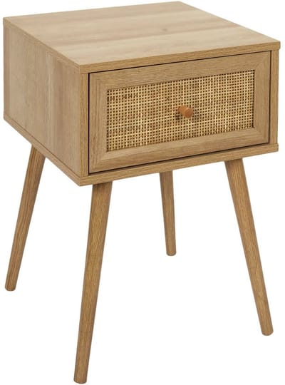 Home Deco Factory Nachtkastje Classico - 1 lade - lichtbruin - dennenhout - 39x39x55 cm