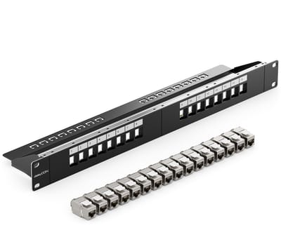 Patchpaneel Set - Netwerk Paneel - Rack Installatie - Modulair 16 Poorts - 19 Inch - Zwart
