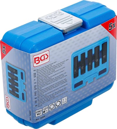 BGS Spiraalprofiel-doppenset / schroefuitdraaier, diep - 3/8 - 10 - 16 mm - 5 delig