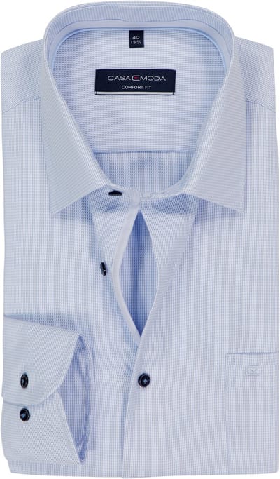 CASA MODA comfort fit overhemd - structuur - blauw - Strijkvriendelijk - Boordmaat: 48 (EU maat: 3XL)