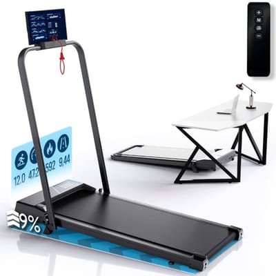 Loopband 1-12km/u – Walking Pad – Loopband Inklapbaar – Wandelband – Met Hellingfunctie – Incl. Tablethouder, Afstandsbediening en App